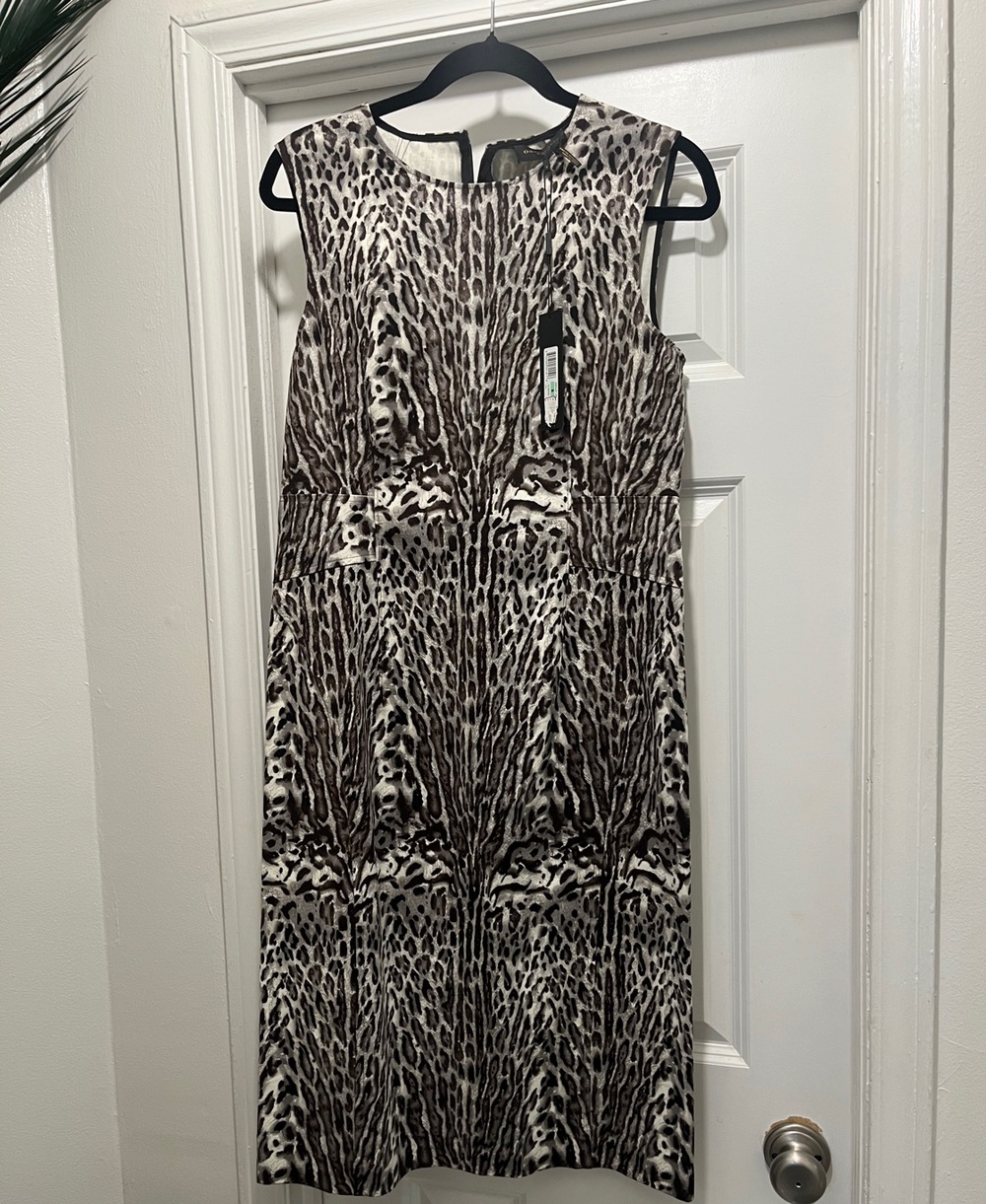 Donna Karan Brown and Black Animal Print Midi Dress